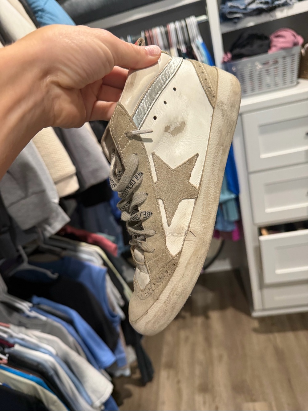 Golden Goose White Sneakers with Silver, Mint and Orange Accents - Picture 5 of 11
